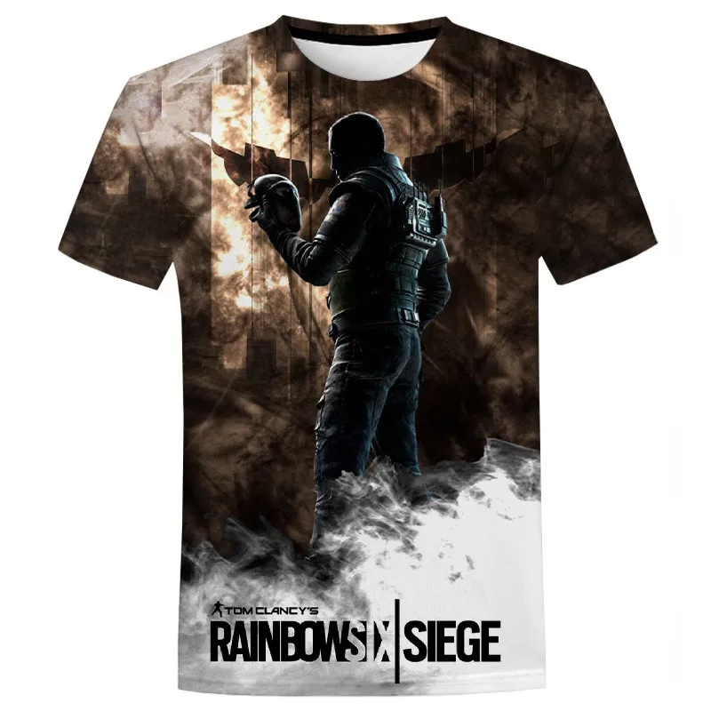 

Summer 3D printing military game characters men's round neck T-shirt fashion short-sleeved 3D children's casual short-sleeved