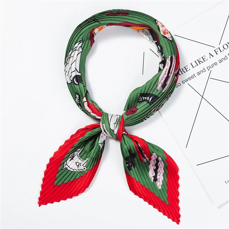 Квадратные плиссированные шарфы женский шелковый шарф для волос модные шейные с