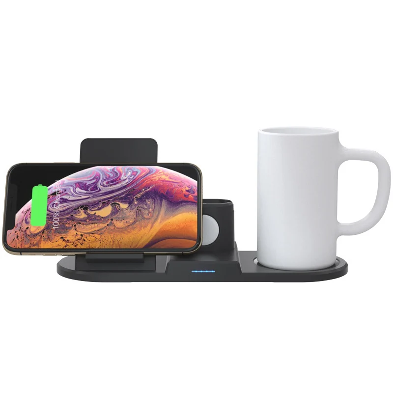 QI Беспроводное зарядное устройство для iPhone samsung Apple Watch Airpods двойная мобильная зарядка термостатическая 55 °C умная кофейная подставка для чашки кружки