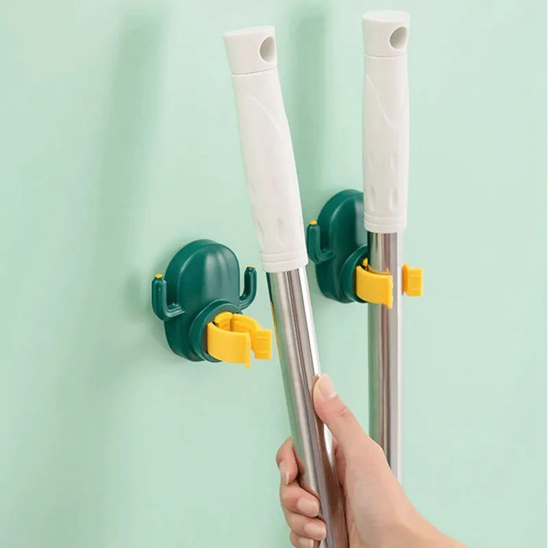 

Cactus Mop Clip Hanger Toilet Free Punching Seamless Hanger Multifunctional Powerful Hanger Mop Storage Rack