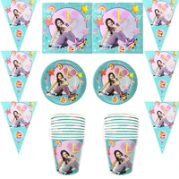 50pcslot soy luna theme banner plates kids favors cups napkins baby shower decorate bunting happy birthday party dishes