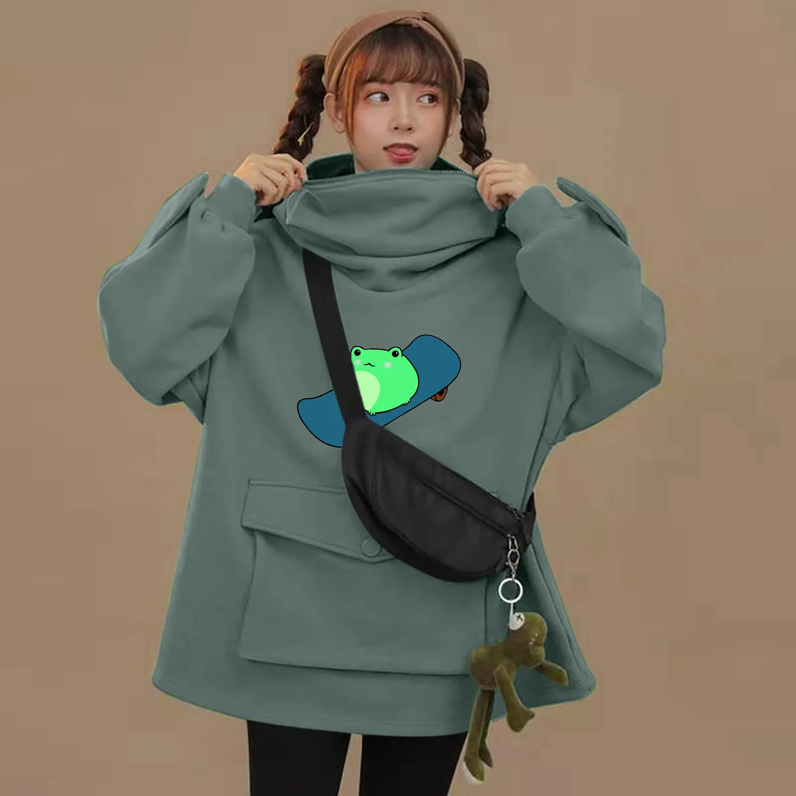 

Women's Hoodies Stitching Three-dimensional Cute Design Kawaii Hoodie Harajuku Fall Sweatshirts Hoodie Women 2021 кофта женская