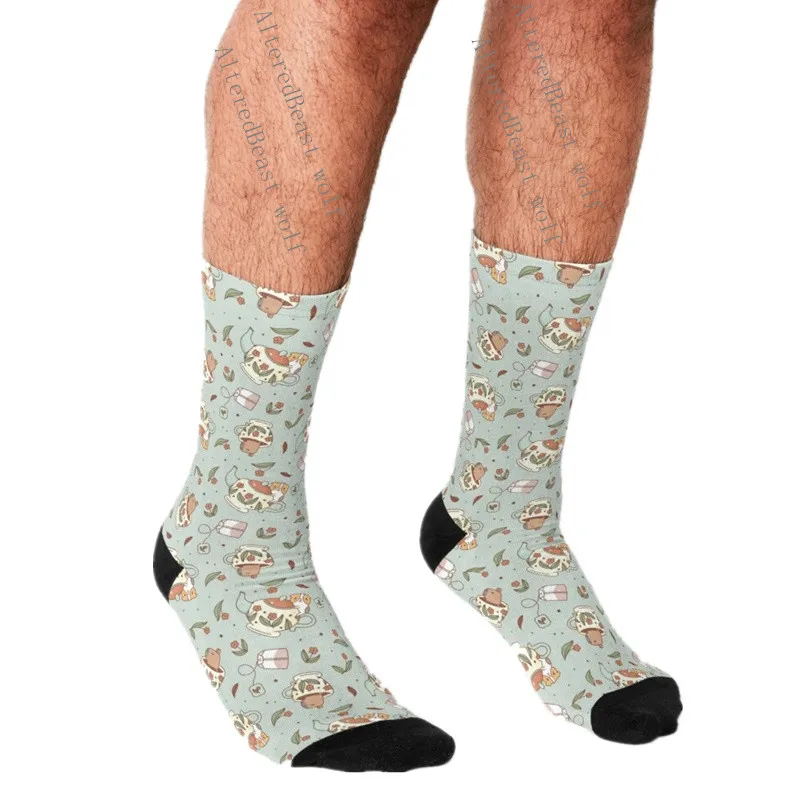 

Men's Funny socks Guinea pig and capybara Tea Socks harajuku Men Happy hip hop Novelty cute boys Crew Casual Crazy Socks for men