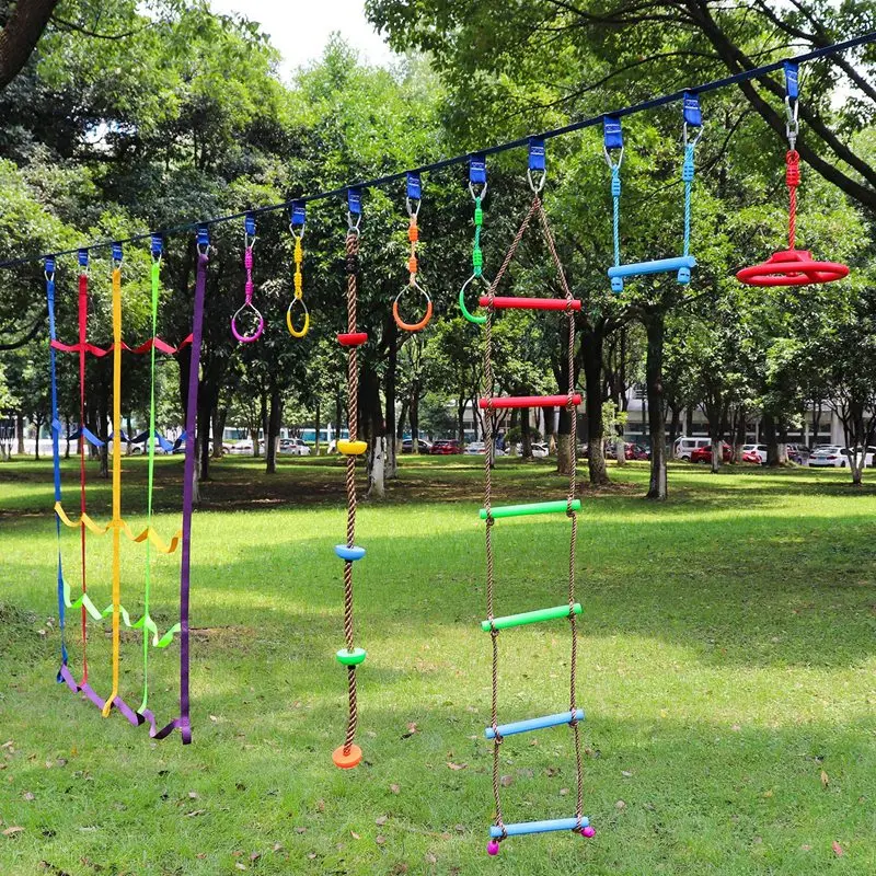 

Children's Swing Indoor and Outdoor Swing Rings Swing Stick-3Pcs Blue, Red and Green Suit