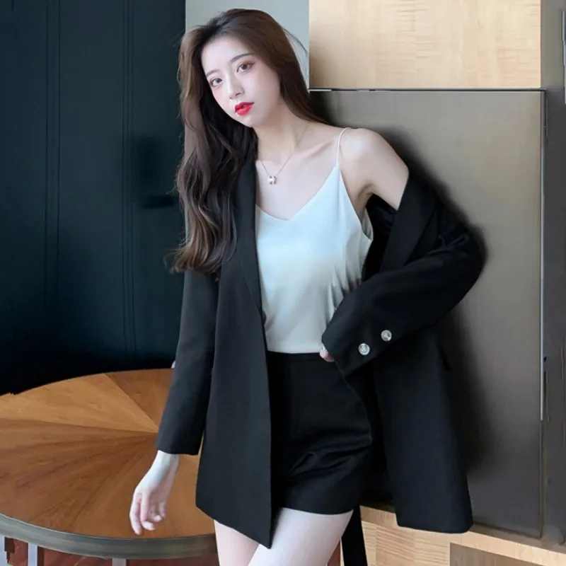 

Office Lady Solid Blazers Spring Autumn Korean Sashes Buttonless Slim Women Business Suit Jacket Coffee Color Elegant Outerwear