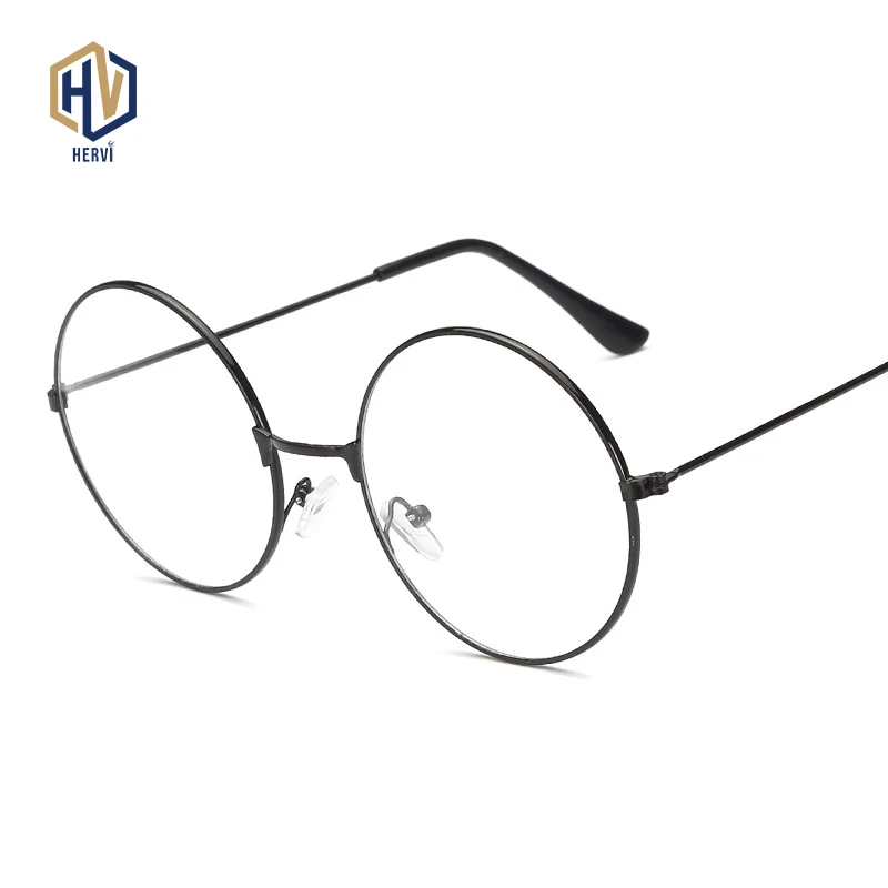 Очки для близорукости в металлической оправе большие круглые прозрачные очки