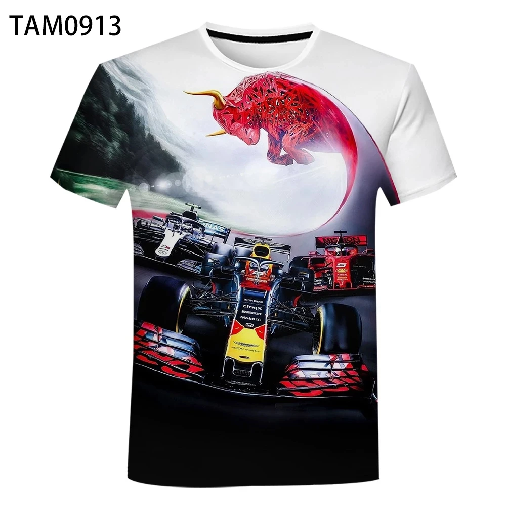 

2021 Summer New Racing Car 3D Print T Shirt Men's And Women's Personalized Loose Short Sleeve Children's Simple Leisure T-Shirt