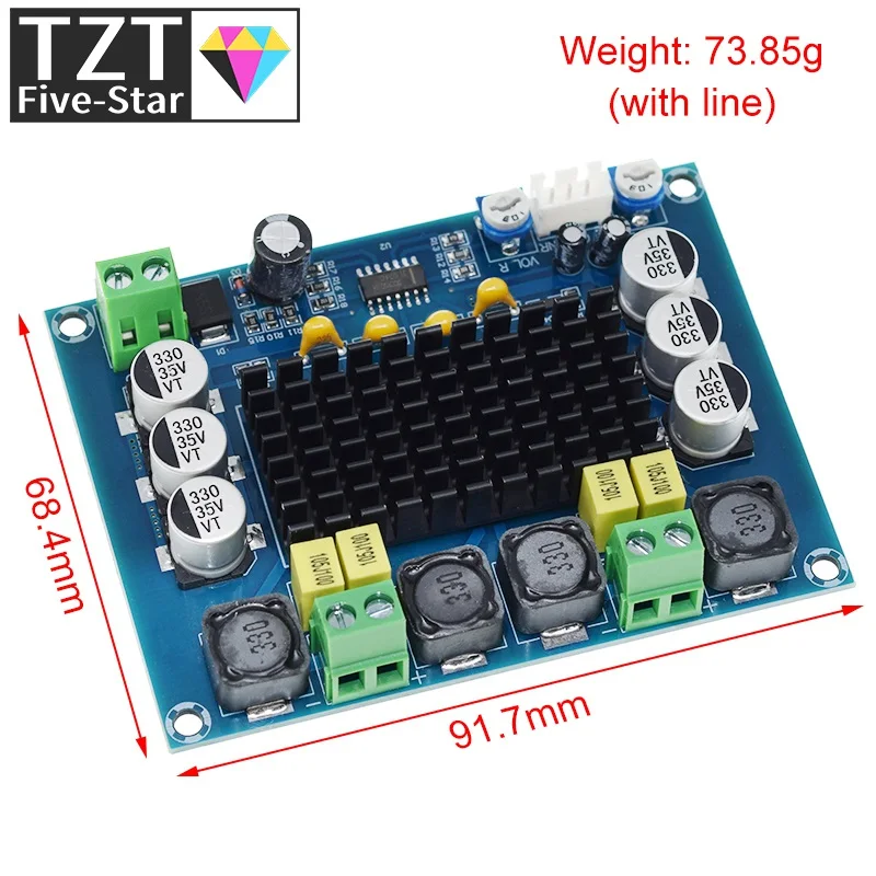 TZT DC 12 В 24 в 120 Вт * 2 TPA3116 D2 двухканальная цифровая плата усилителя мощности аудио