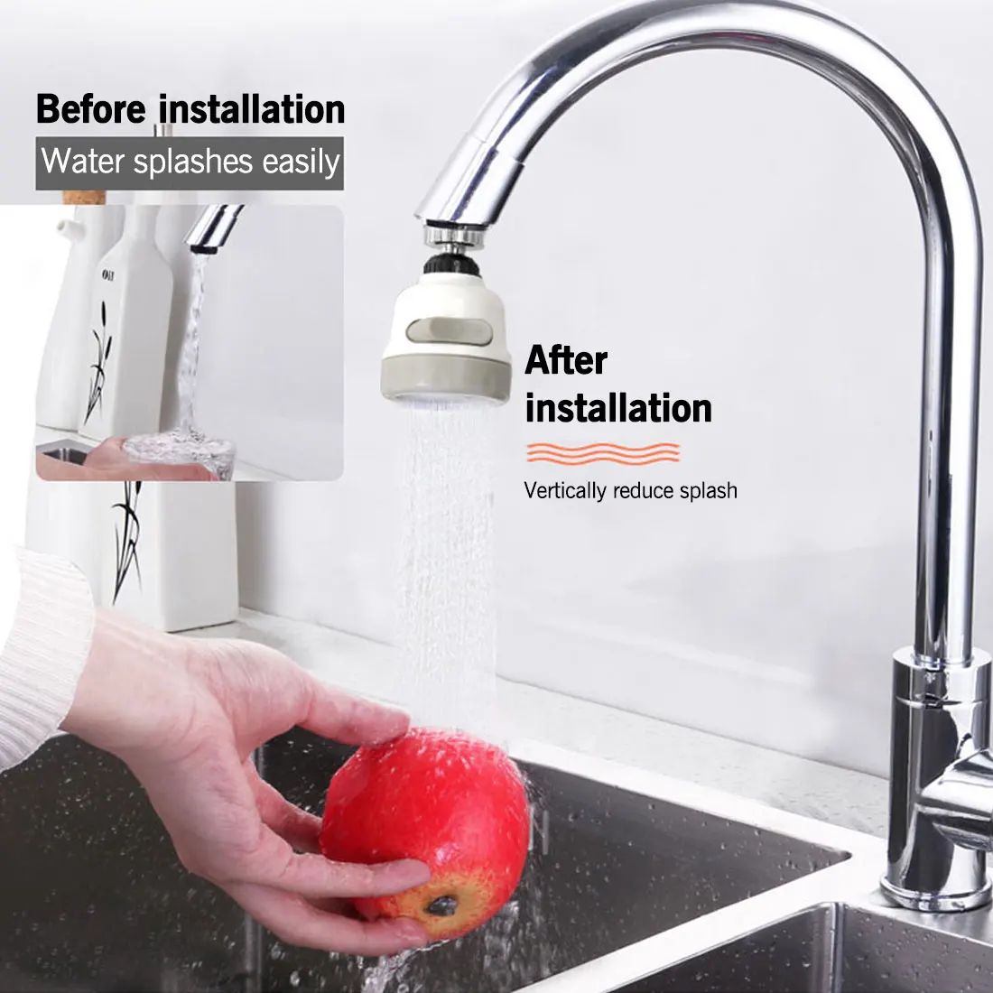 

Modes Faucet Aerator 360 Degree Rotating Flexible WaterSaving High Pressure Filter Adapter Sprayer Kitchen Accessories