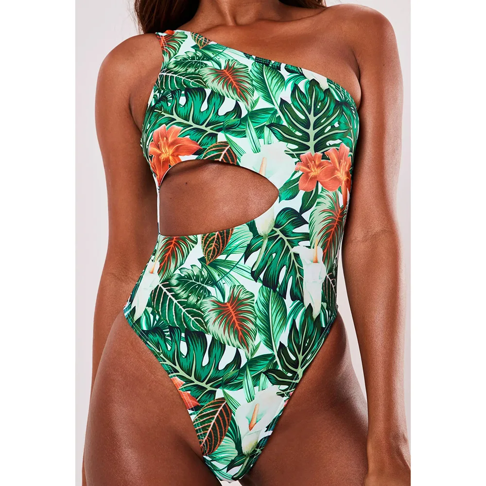 2020 Новое поступление бразильское женское бикини с принтом листьев пляжная