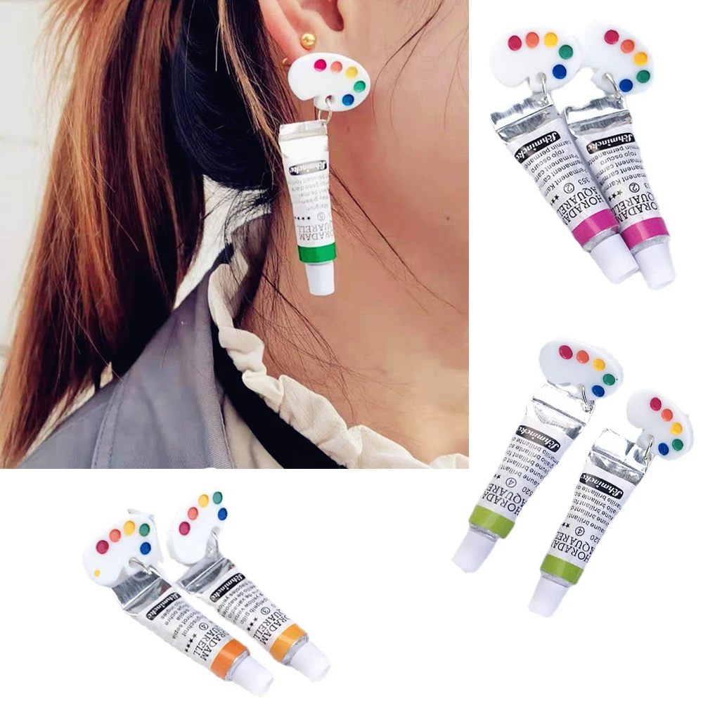 

2021 New Childlike Pigment Charm Pendant Ear nails Girly cute color paint Hangings long earrings Women Personalized Jewelry