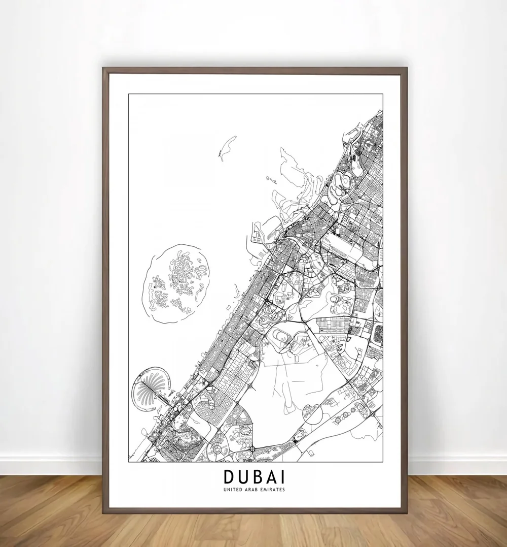 Даллас Детройт Дубай пальма Франкфурт Белый город карты постер и принты