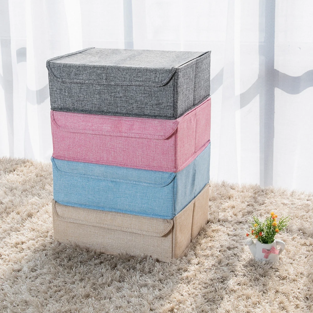 

Underwear Organizer with Lid Foldable Fabric Closet Wardrobe Clothes Compartment Storage Box Cube for Socks Bras Sundries
