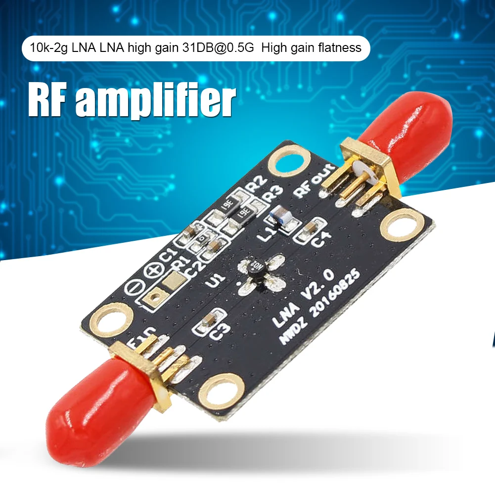 

10K-2G Low Noise Amplifier Durable High Gain 31DB 0.5G High Gain Flatness RF Amplifier 6*2.5*1cm EM88