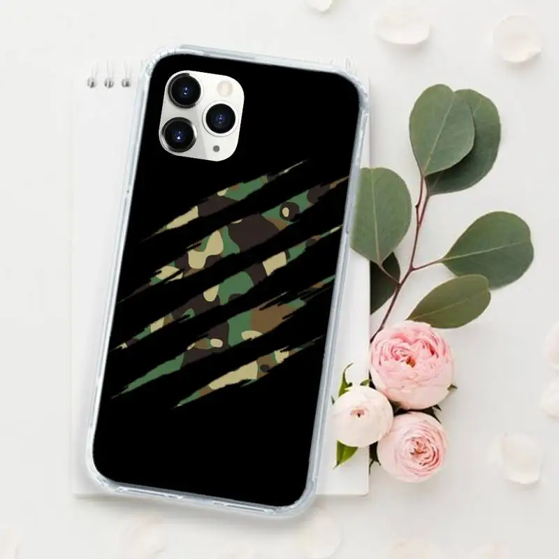 

Army Green Camouflage pattern Phone Cases for iPhone 11 12 pro XS MAX 8 7 6 6S Plus X 5S SE 2020 XR funda coque