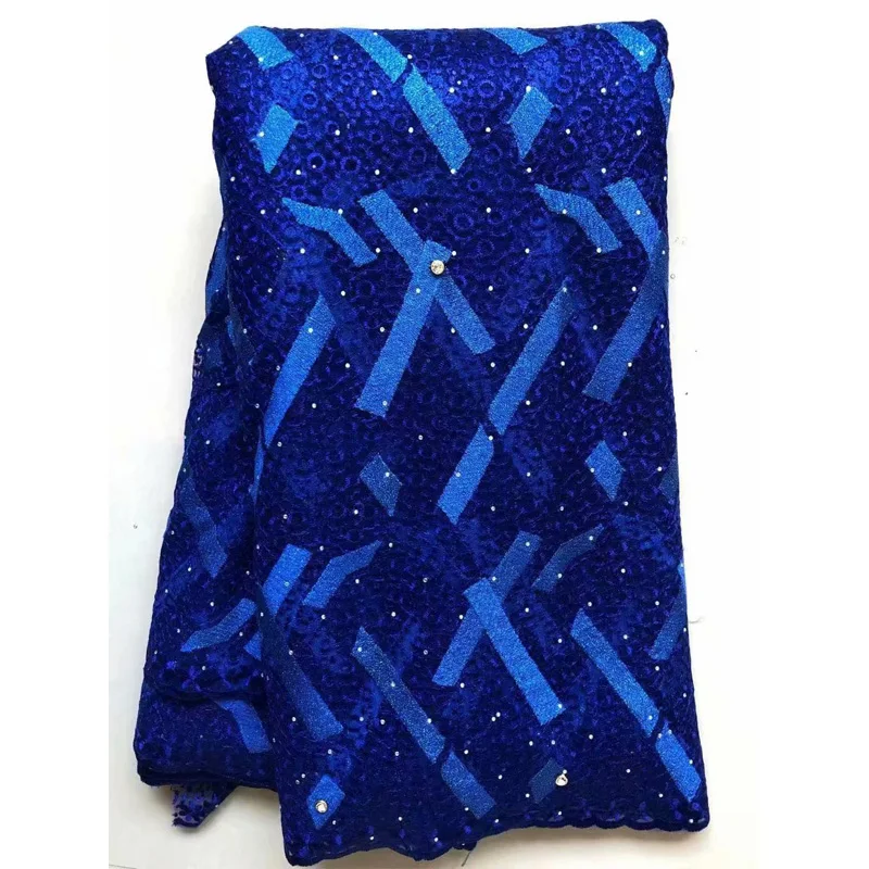 Акция! Высокое качество королевский синий нигерийский кружево 5 ярдов