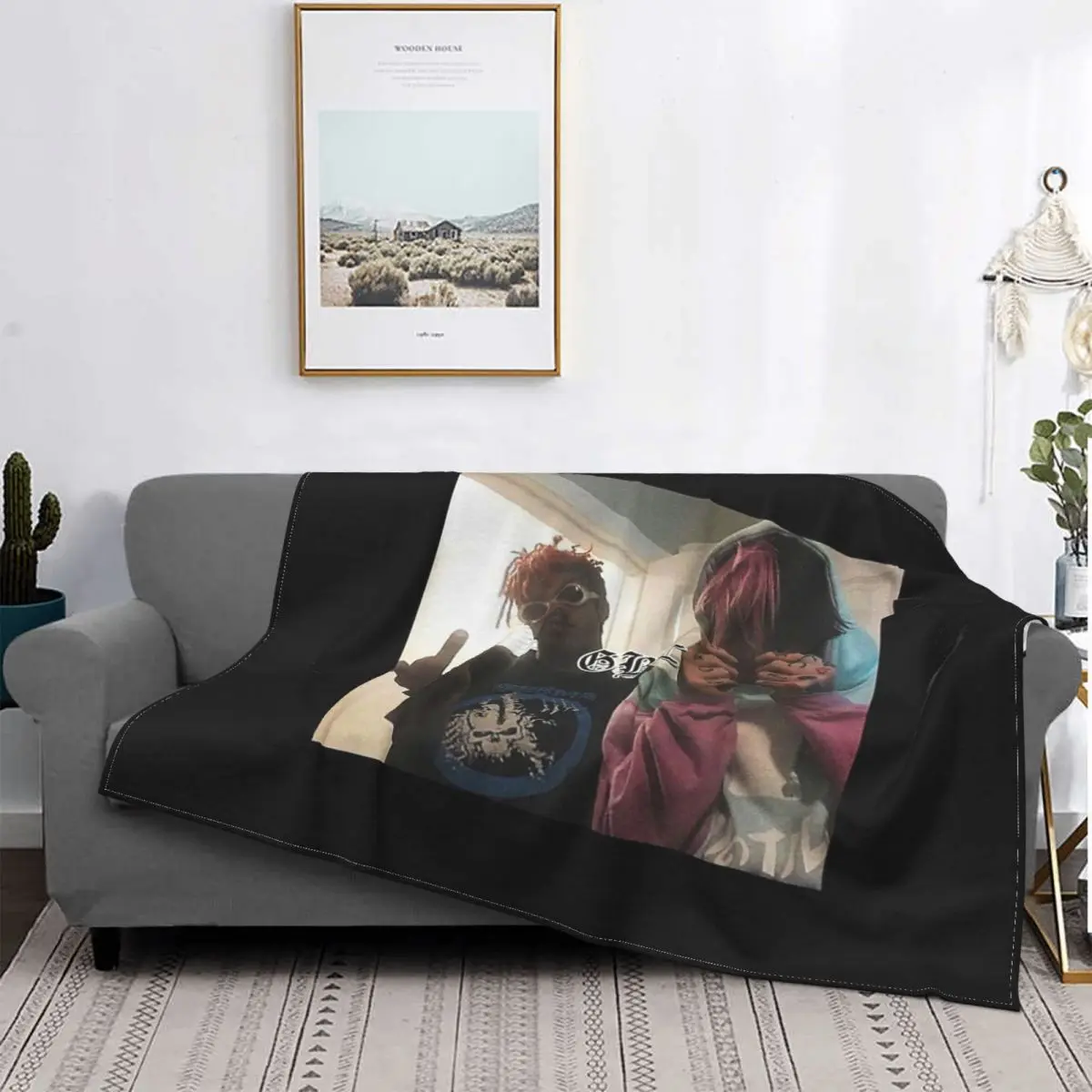

Lil Peep Lil Tracy Gbc Blanket Bedspread Bed Plaid Blankets Plaid Sofa Fleece Blanket Bedspread 220X240