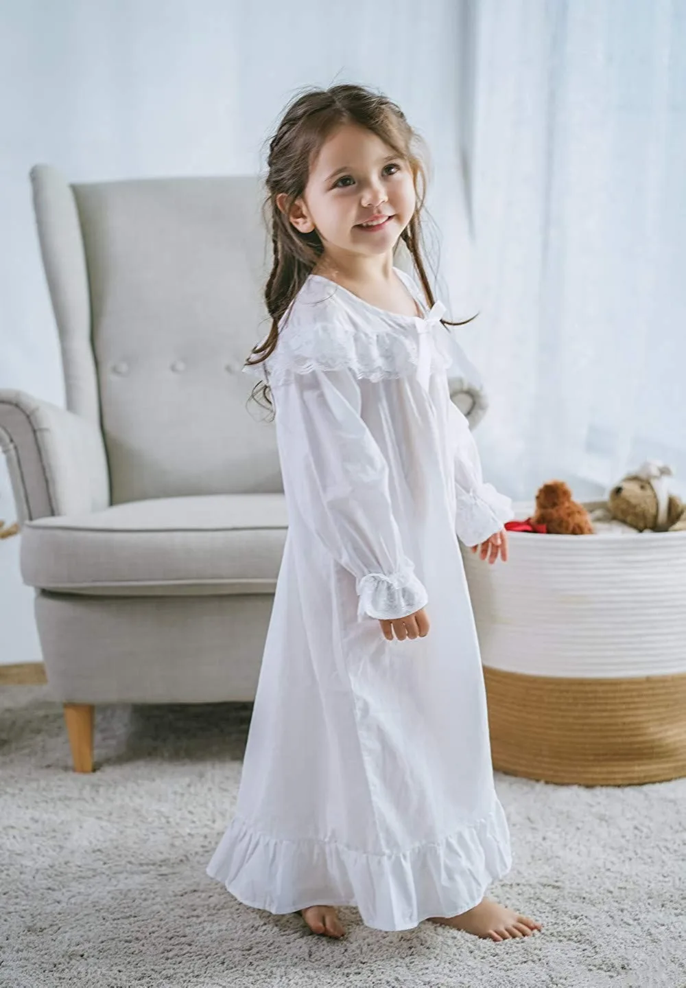 Baby Girl Clothes Princess Nightgown Long Sleeve Sleep Shirts Nightshirts Pajamas Christmas Dress Sleepwear kids for 3-12 Years