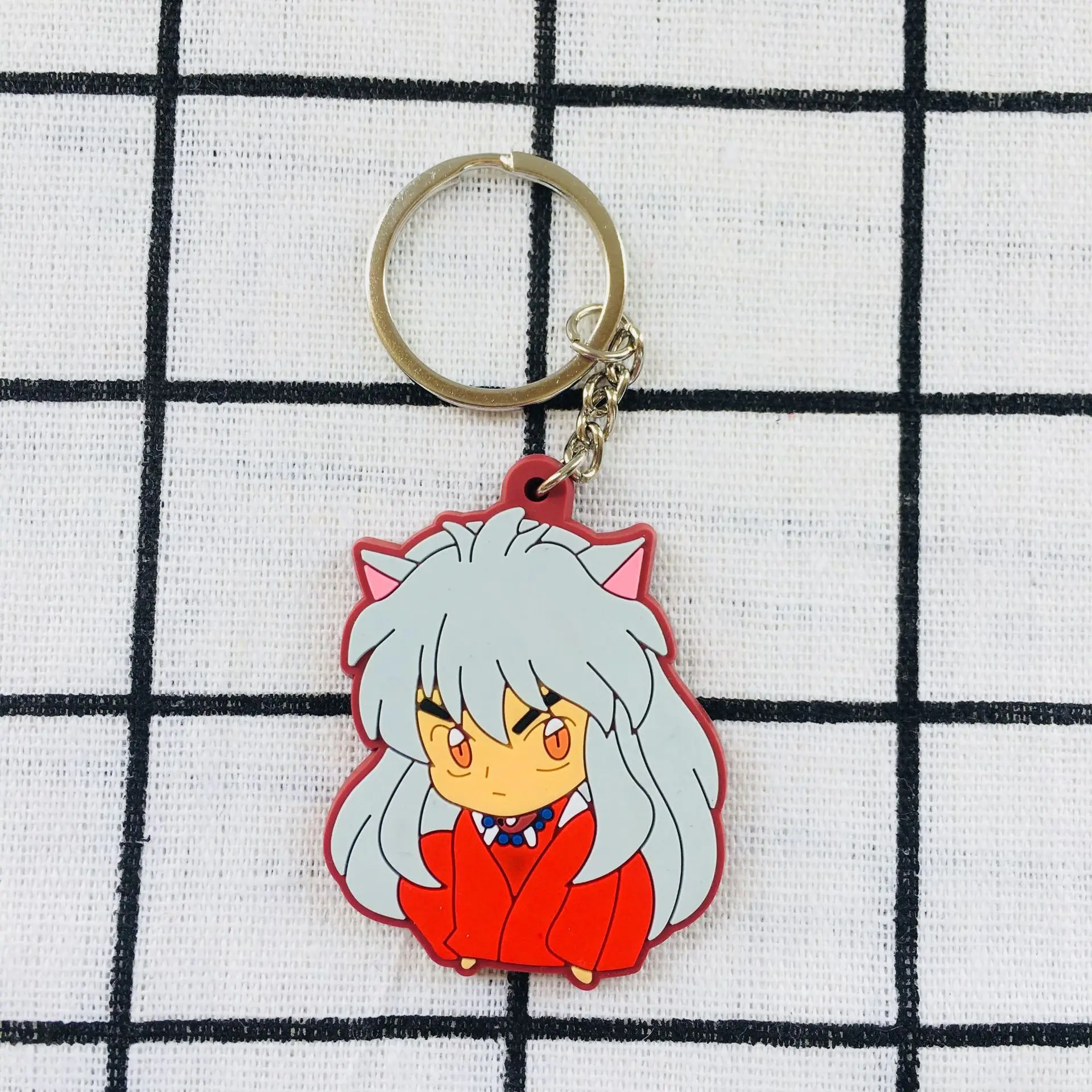 Inuyasha брелок ПВХ фигурный брелок милая игрушка брелок для ключей подарки на день рождения Аниме Новинка - Цвет: Белый