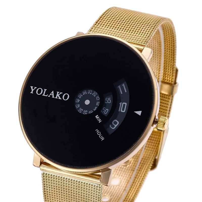 Новые Модные Простые унисекс золотые часы женские из сплава для молодых девушек