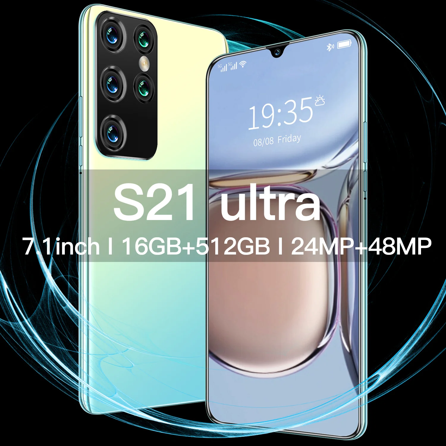 

Galxy S21 Ultra 7.1 Inch 6800mAh 24+48MP Mobile Phones 5G Network Face Fingerprint Unlock Smart Phone 12+512GB Global Version