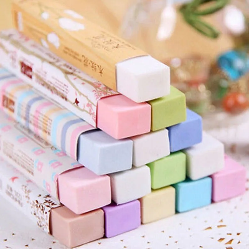 

1 Pcs Kawaii Eraser Candy Color Rubber Eraser Cartoon Cube Eraser Student Writing Drawing Stationery