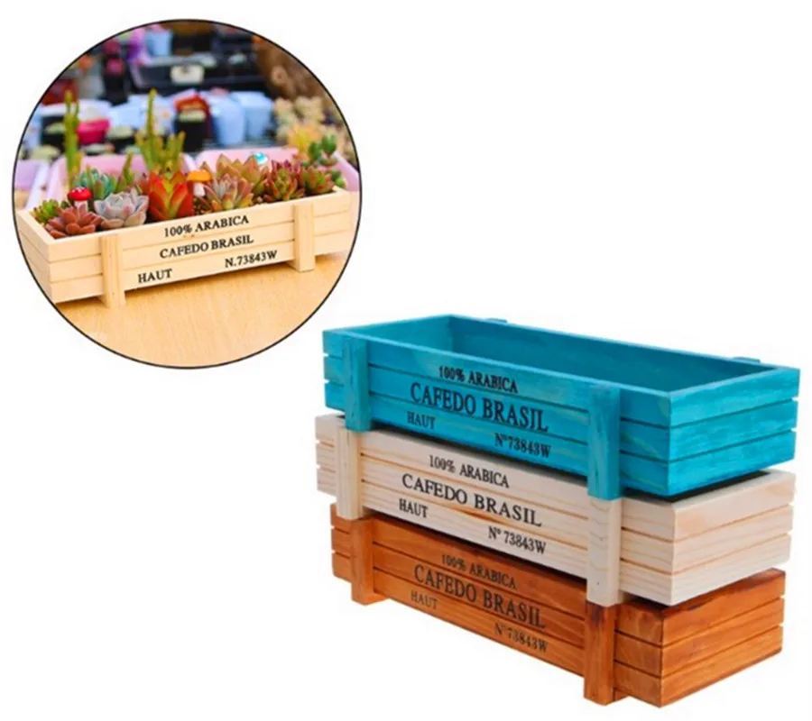 Ретро Деревянные суккулентные деревянный ящик украшения бытовые прямоугольной