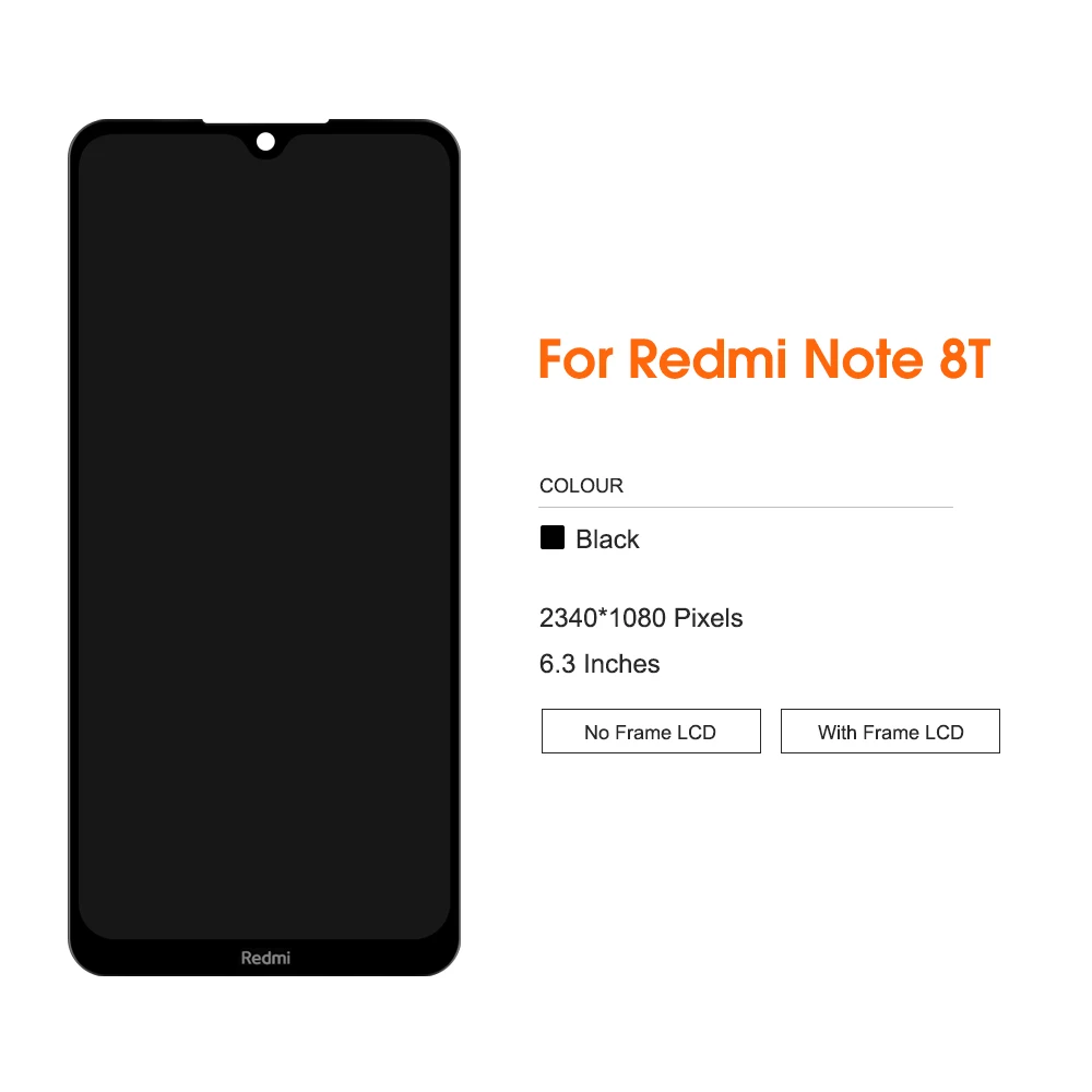 100% новый 6 3 ''Оригинальный ЖК-дисплей с рамкой для Xiaomi Redmi Note 8T сменный