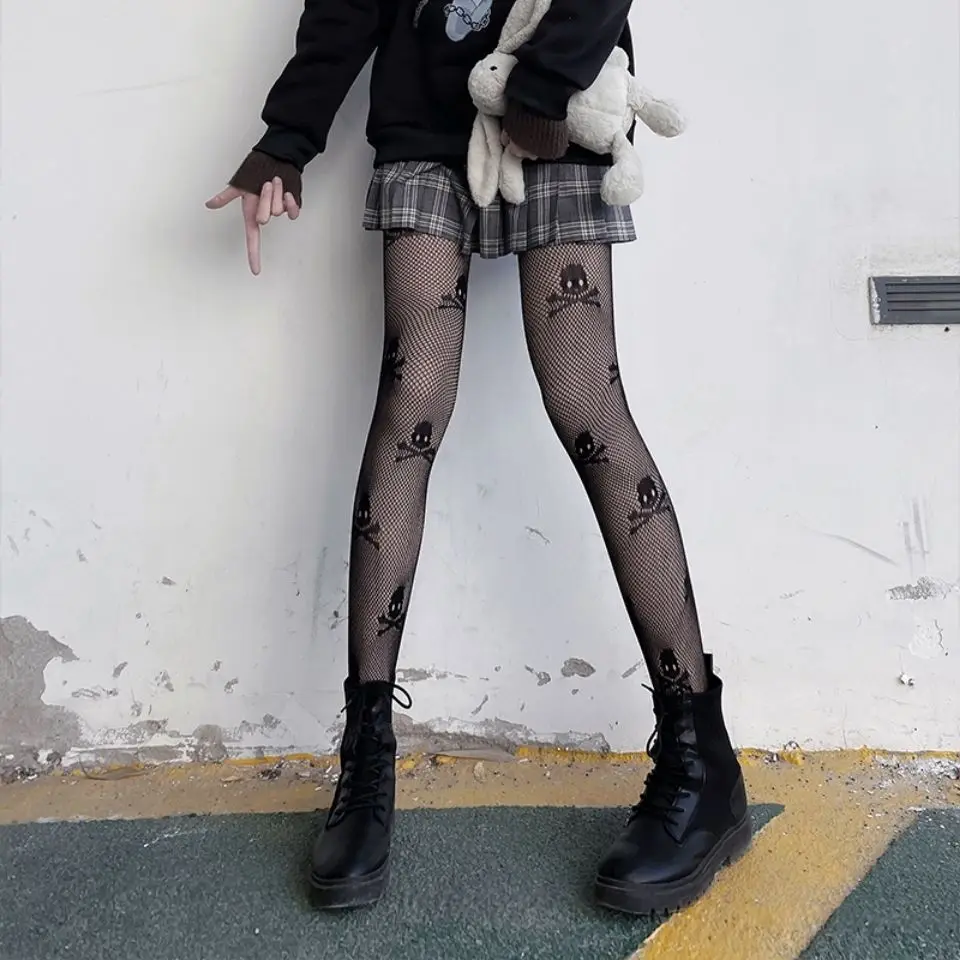 

20 Styles Sexy Tights Women Skull Mystery Thigh High Waist Stockings Gothic 2021 Lolita Mesh Nets Fishnet Pantyhose Ladies Gifts