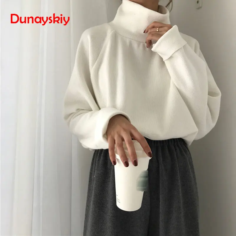 Новинка, водолазка с длинным рукавом, женский свитер, однотонный, Sueter Mujer, Свободные Повседневные свитера, корейские женские пуловеры