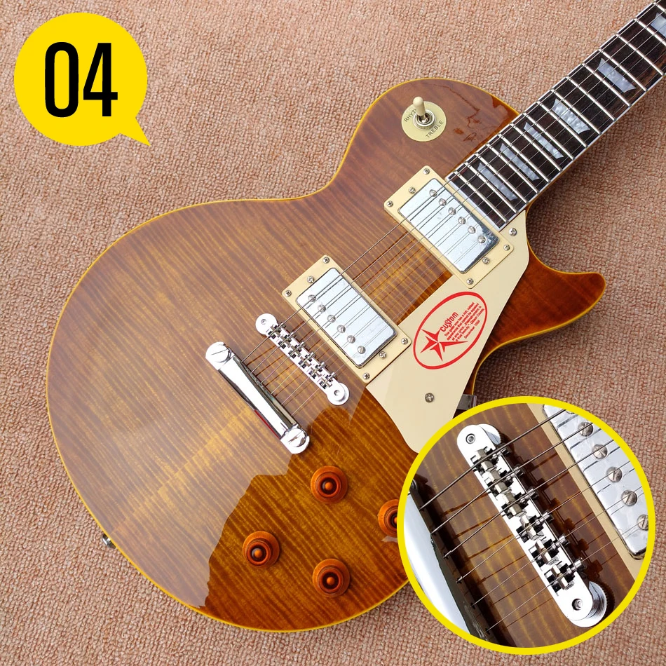 Rosewood Fingerboard Electric Guitar Yellow Binding Tobacco Burst Maple Top Solid Mahogany Body | Спорт и развлечения