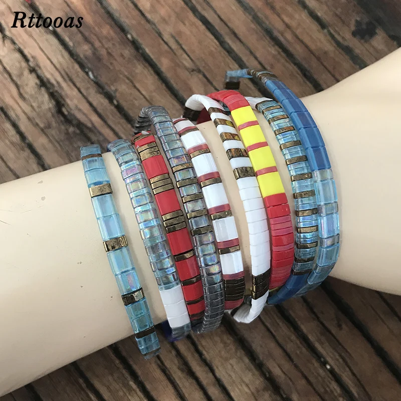 Rttooas новинка простой браслет плоский растягивающийся квадратный для женщин и