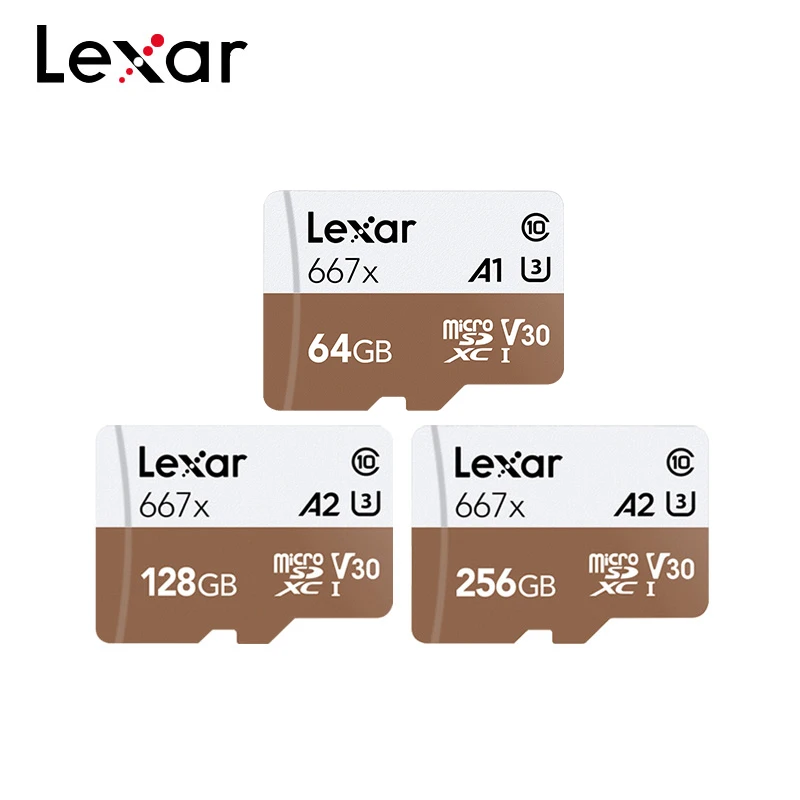 Оригинальная карта памяти Lexar 667x A2 высокоскоростная 100 Φ 128 ГБ V30 класс 10 Micro-SD для