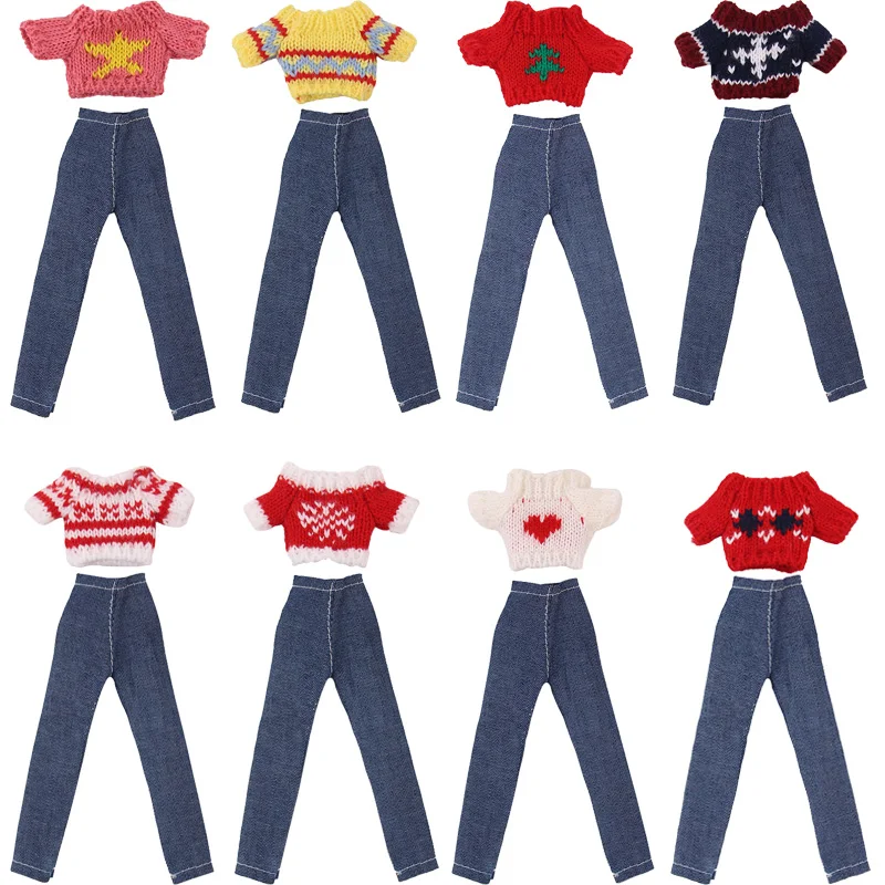 

Кукольный свитер ручной работы, костюм для шарнирной куклы Барби и 1/6, с милым мультяшным принтом, для повседневной носки, игрушки для девоче...