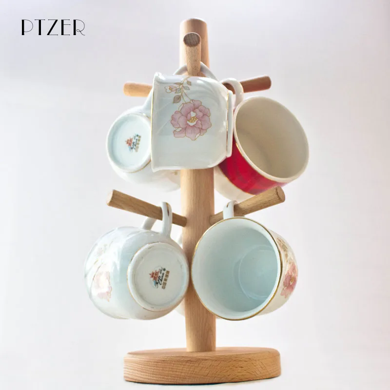 Деревянный подстаканник для кофе PTZER стеклянная подставка чайных чашек|Полки и