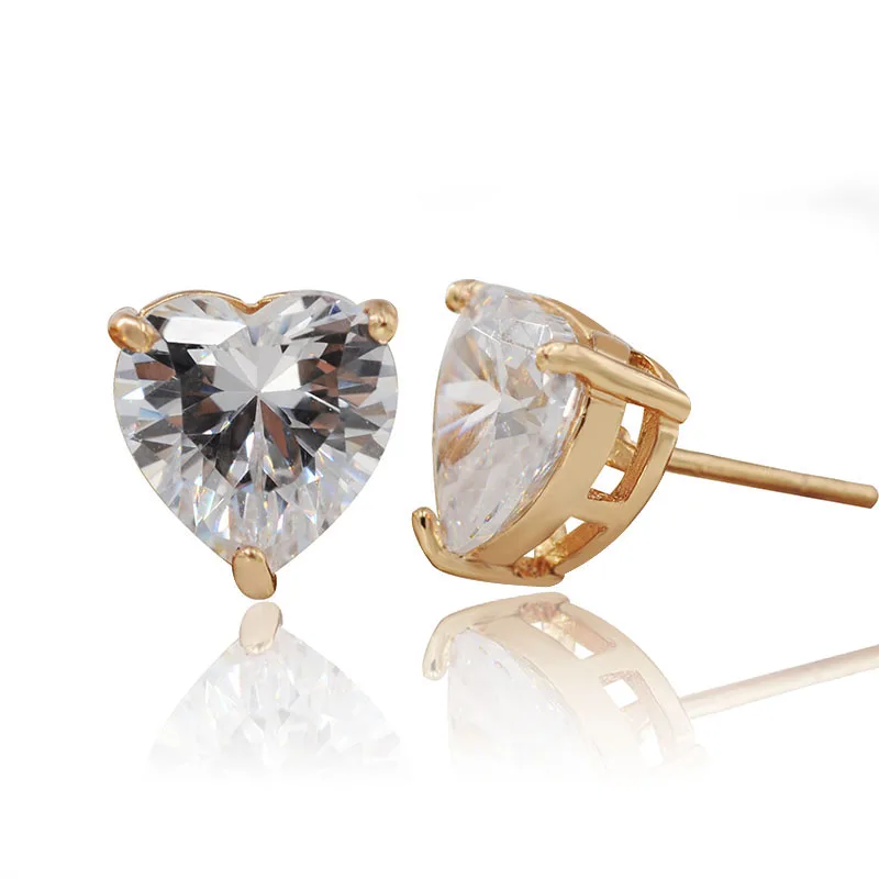 Оптовая продажа ювелирных изделий серьги гвоздики с фианитом 9 мм в виде одного