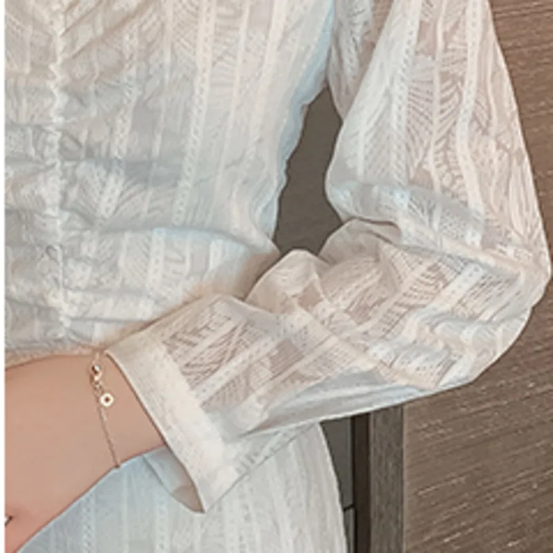 

Woman Dresses Vintage V-neck Temperament French First Love Long Puff Sleeve Dress Autumn Fairy Robe Female Vestido De Mujer New