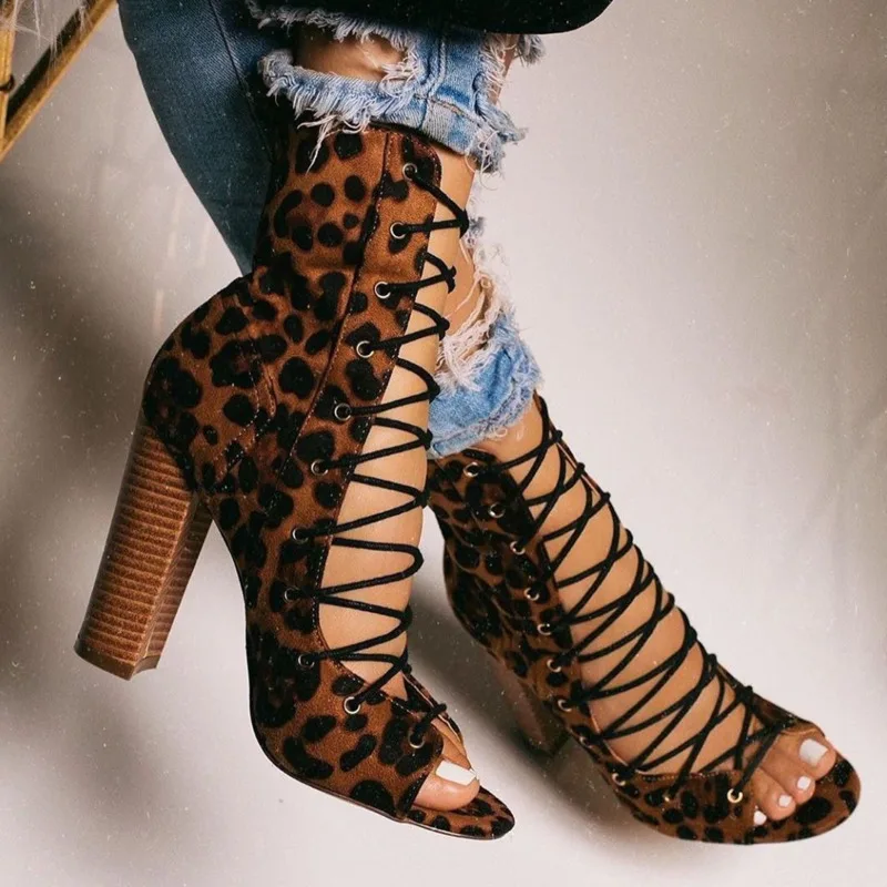 2020 летние женские сандалии-гладиаторы Модные леопардовые туфли-лодочки туфли на