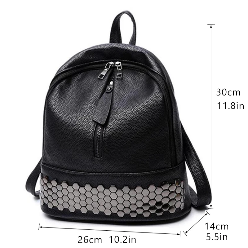 Женский рюкзак Bolish из искусственной кожи школьный ранец в стиле преппи черная - Фото №1