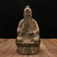 8chinese folk collection old bronze patina yuanshi tianzun sanqing one sit statue ornaments town house exorcism