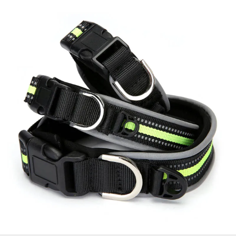 Регулируемый светоотражающий нейлоновый ошейник для собак ночной уличный
