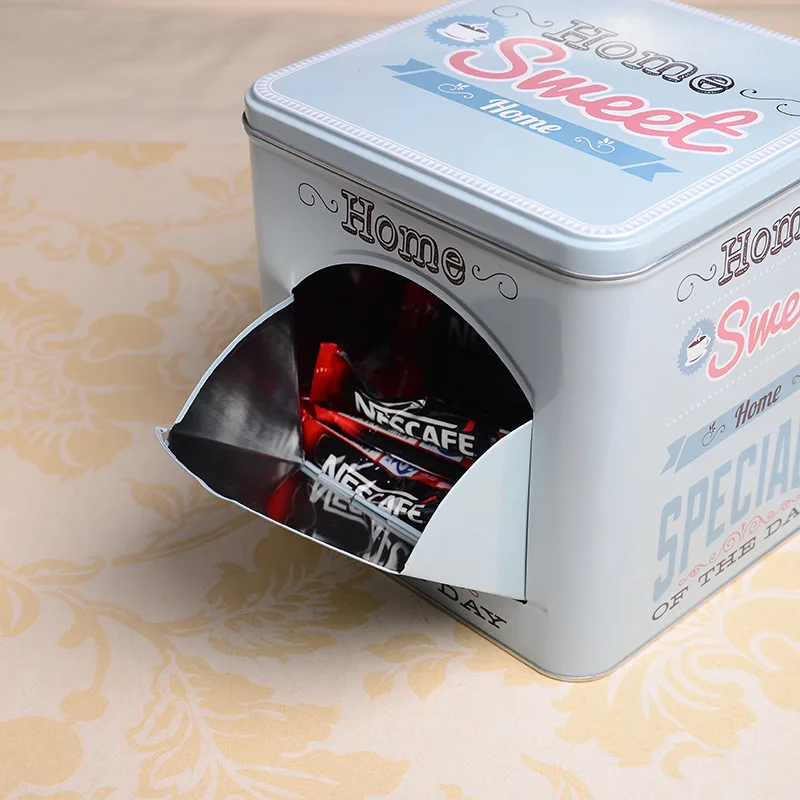 

Металлическая квадратная банка для хранения, классический скандинавский флип-чехол для закусок, контейнер для кофе, сахара, чая, контейнер ...