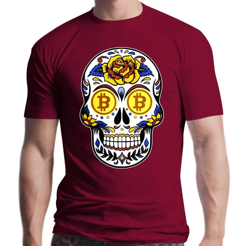 

New Men's Bitcoin Crypto Blockchain Skull HODL T Shirt BTC Cryptocurrency Pure Cotton Tops Crazy Short Sleeve Tees Summer T-Shir