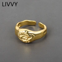 livvy silver color big chain open rings for women bridal wedding vintage finger rings christmas gifts