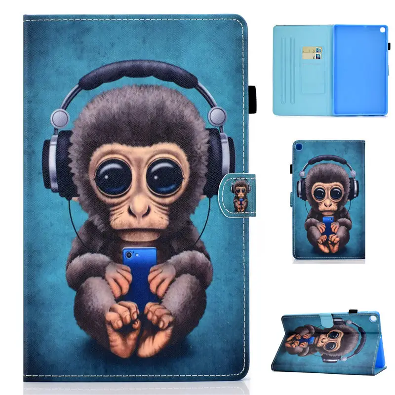 M054 Чехол для Samsung Galaxy Tab A 10,1 T510 T515 SM-T510 SM-T515 чехол Funda мультфильм обезьяна Флип Стенд Капа оболочки кожи+ подарок - Цвет: M054