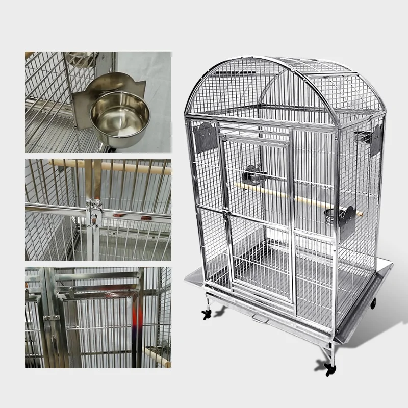 Lhxmas SUS304 большой размер 90x60x155 см купольная клетка из нержавеющей стали для попугая