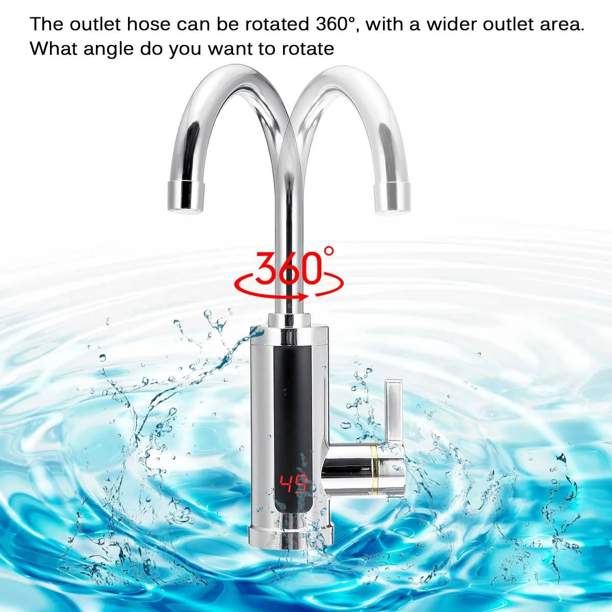 

Household Electric Instant Heating Faucet Hot Cold Dual-use Tankless Water Quickly Heating Tap LED Display 3000W EU Plug 220V
