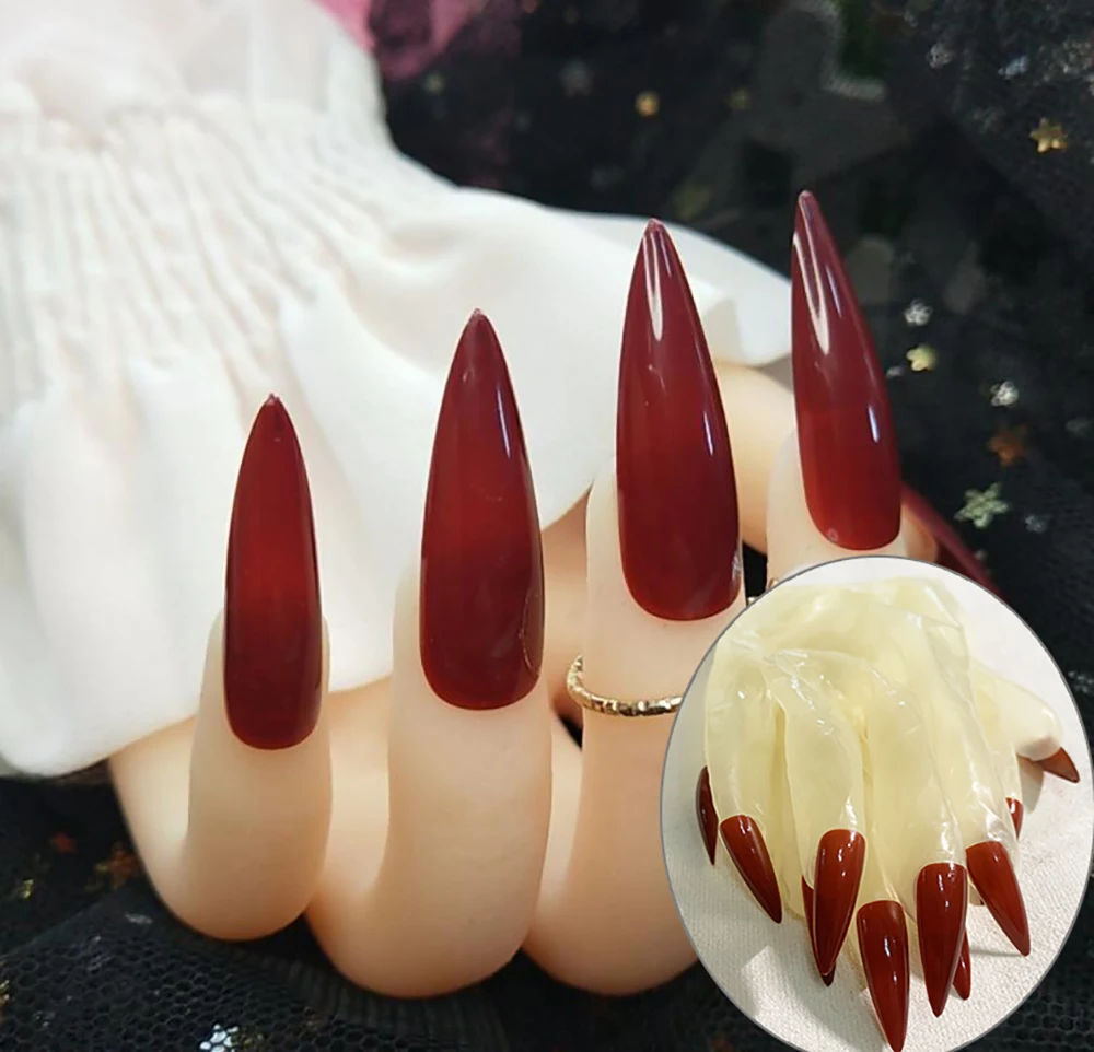 

Crossdress Male To Female Oil Shiny Transparent Super Thin Latex Zentai Wine Long Nails Fetish Sheer Cosplay Kigurumi Gloves