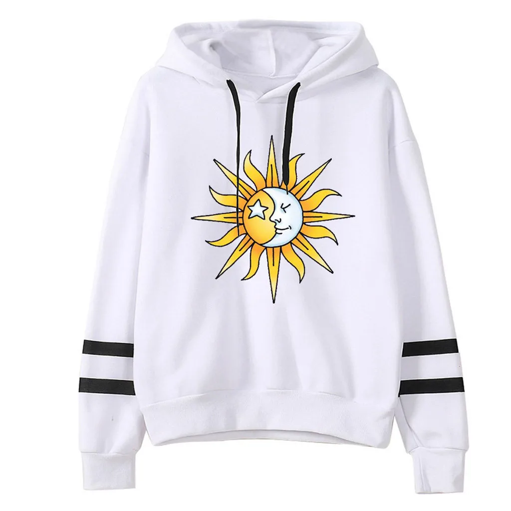 Толстовка на шнурке С Капюшоном буквенным принтом в полоску круглым воротником