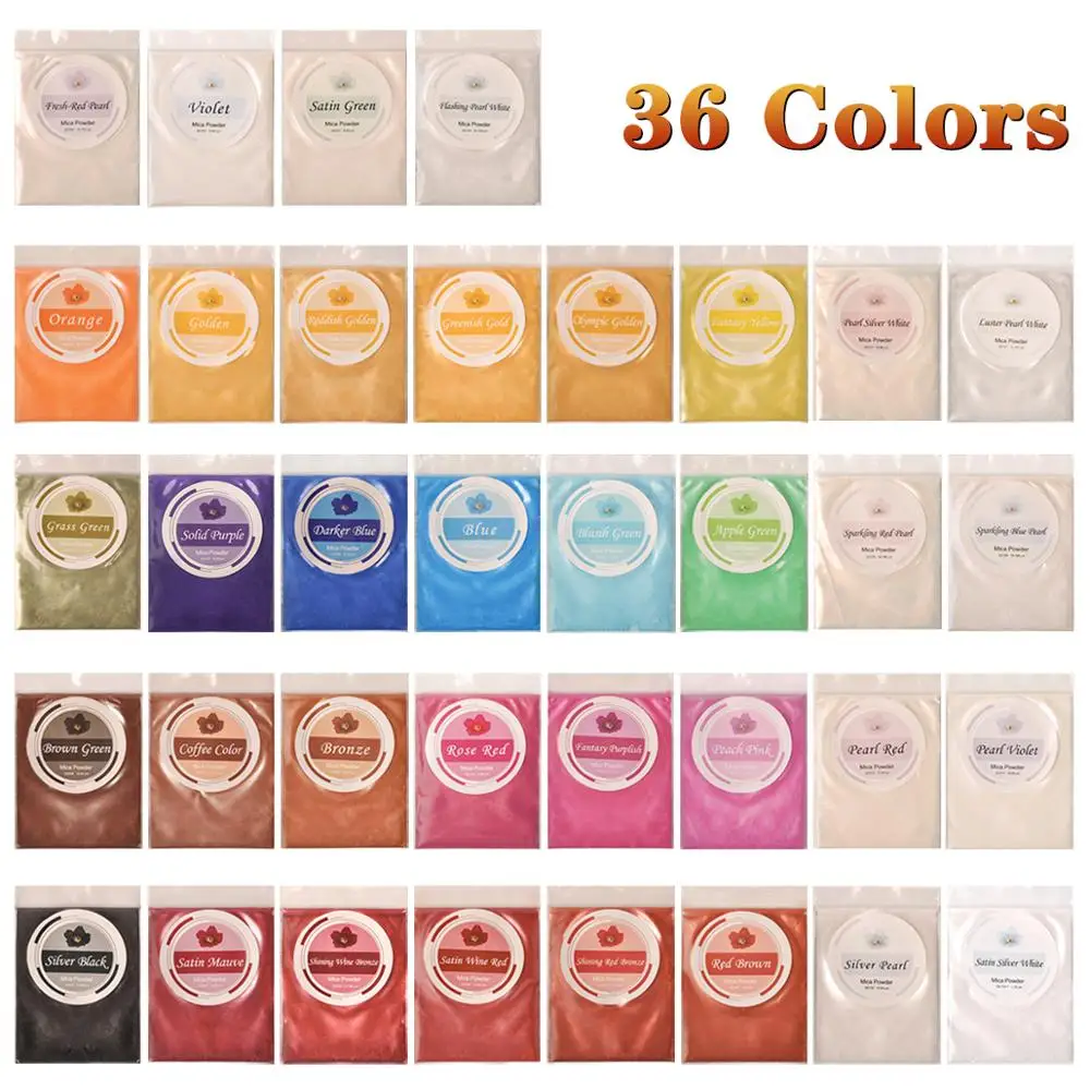 5g 36Colors Biutee Слюда Порошок металлик 50 цветов Блеск для ногтей порошок пигмент эпоксидная смола перламутровый мыло изготовление краситель пищевой для ногтей DIY - Цвет: 5g 36Colors